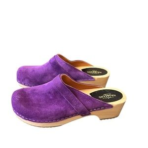 Swedish Hasbeens Suede Clog Mules
